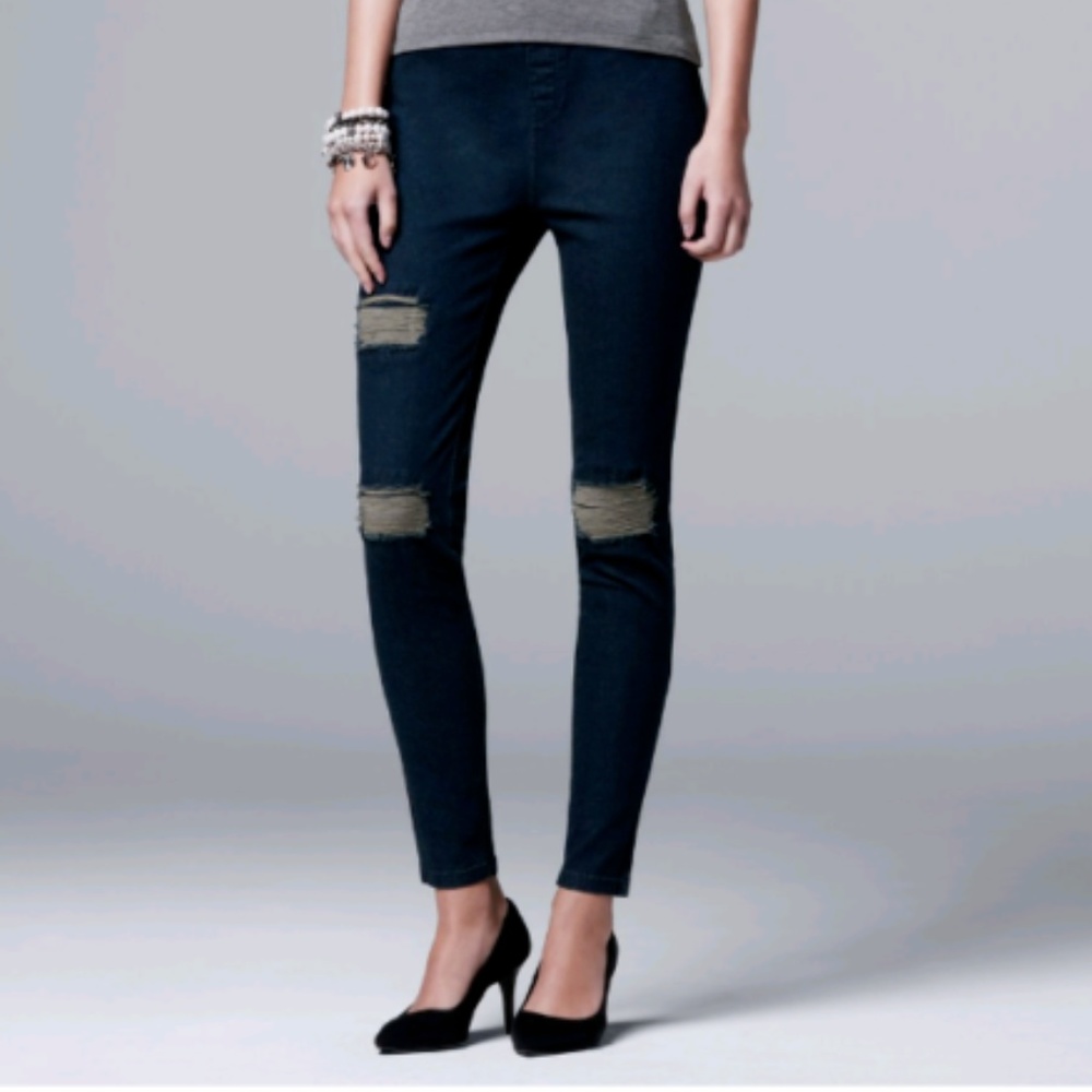 Women's Vera Vera Wang Ripped Denim Leggings Small (29)